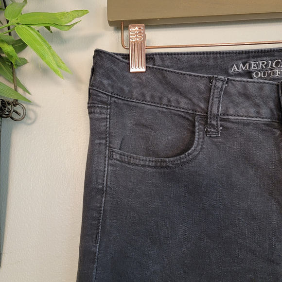 American Eagle Low Rise Jegging Black Wash Skinny Super Stretch Jeans Y2K AE 8 - Picture 2 of 11